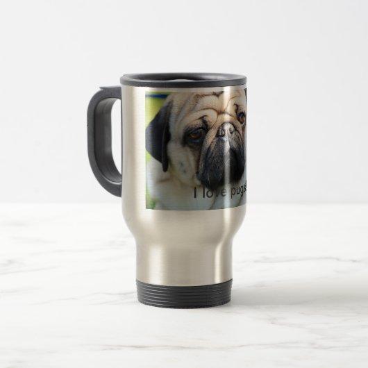 I love pugs cup reisebecher (Vorderseite Links)