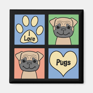 I Love Pugs Magnet