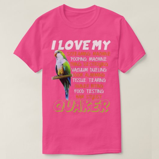 I Love Quaker Parrot Gift Funny Blue Quaker Lover T-Shirt (Design vorne)