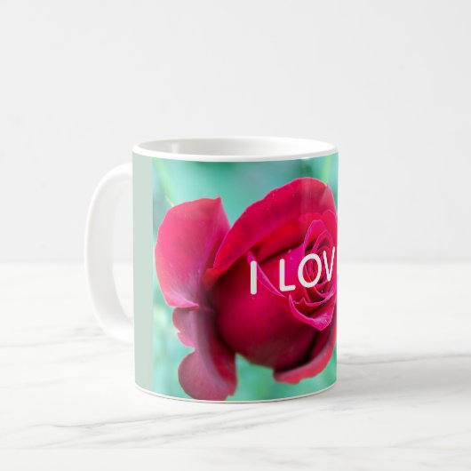 I LOVE Red Rose Mug Kaffeetasse (Vorderseite Links)