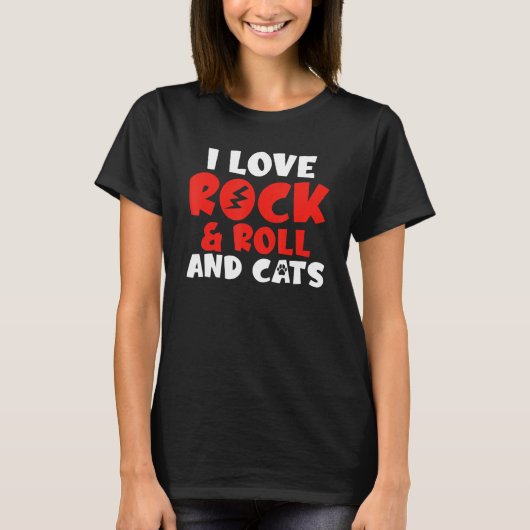 I love Rock and Roll and Cats Rocker T-Shirt (Vorderseite)