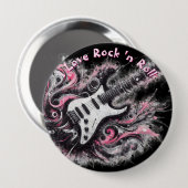 I Love Rock N Roll Electric Guitar Personalized Button (Vorne & Hinten)