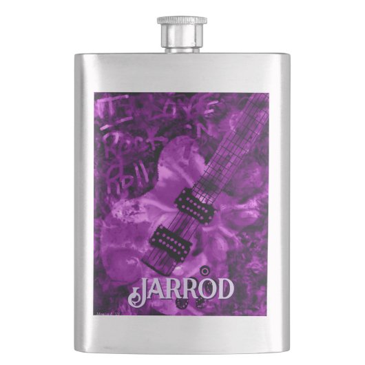 I Love Rock 'N Roll Electric Guitar Personalized Flachmann (Vorderseite)