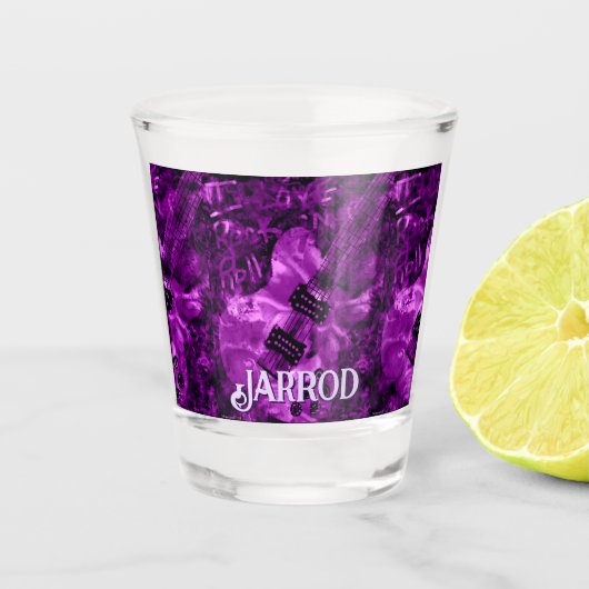 I Love Rock 'N Roll Electric Guitar Personalized Schnapsglas (Vorderseite)