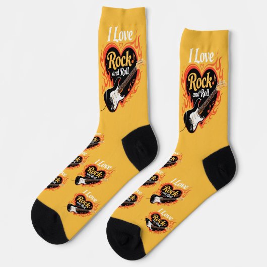I Love Rock & Roll, Electric Guitar Socken (Linkes Detail)