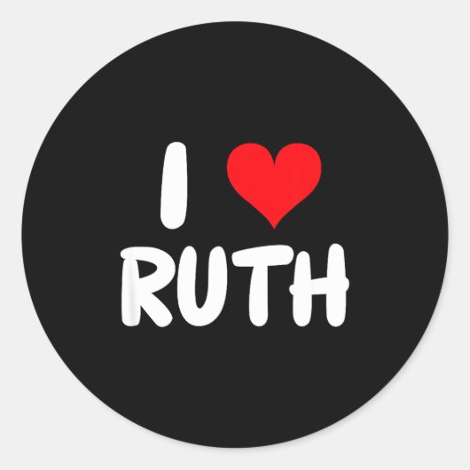I Love Ruth - Heart - Name Runder Aufkleber (Vorderseite)