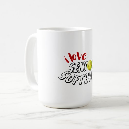 I Love Senior Softball Mug Kaffeetasse (Vorderseite Links)