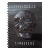 I Love Skulls. Spooky Notes. Smiling skull Notizblock (Vorderseite)