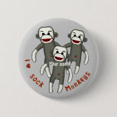 I Love Sock Monkeys Button (Vorderseite)