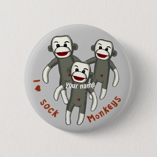 I Love Sock Monkeys Button (Vorderseite)