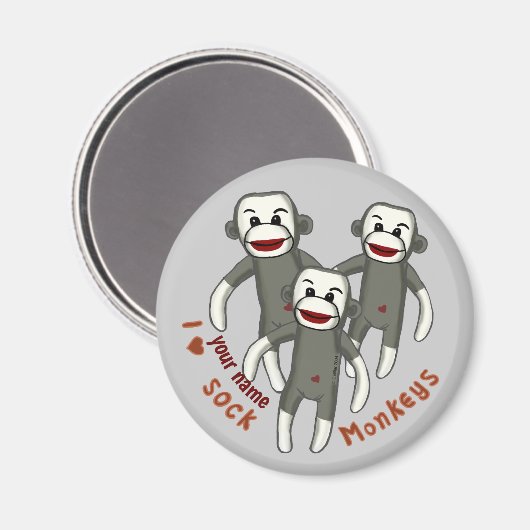 I Love Sock Monkeys Magnet (Vorderseite/Rückseite)