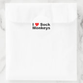 I Love Sock Monkeys Runder Aufkleber (Tasche)