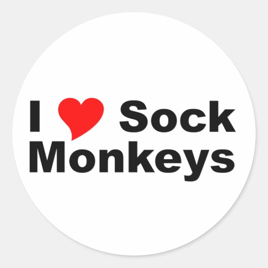 I Love Sock Monkeys Runder Aufkleber (Vorderseite)
