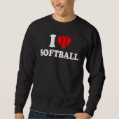I Love Softball Retro Happy Valentine's Day Couple Sweatshirt (Vorderseite)