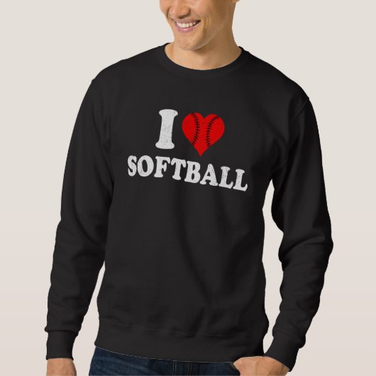 I Love Softball Retro Happy Valentine's Day Couple Sweatshirt (Vorderseite)