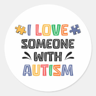 I Love Someone With Autism Runder Aufkleber