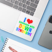 I Love Someone With Down Syndrom Aufkleber (Laptop mit iPhone)