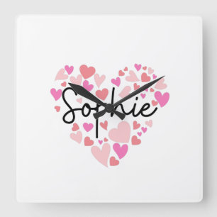 I love Sophie Quadratische Wanduhr