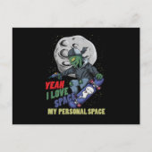 I Love Space My Personal Space Alien Skater Skatin Postkarte (Vorderseite)