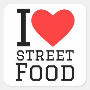 I love street food quadratischer aufkleber