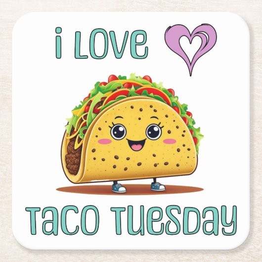 I Love Taco Tuesday Rechteckiger Pappuntersetzer (Vorderseite)