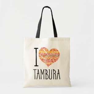 I Love Tambura Orange Mandala Heart Tragetasche