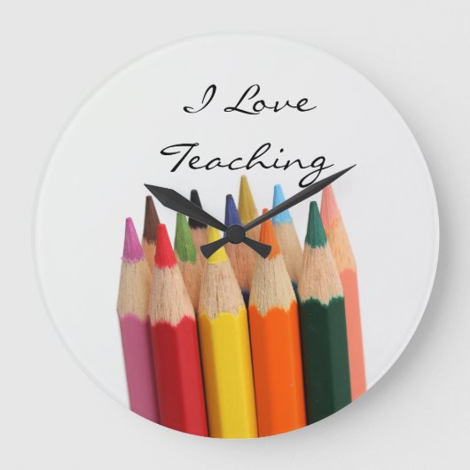 "I love Teaching" Acrylic Wall Clock Große Wanduhr (Vorderseite)
