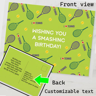 🎾 I💚 love tennis Happy Birthday PostCard Postkarte