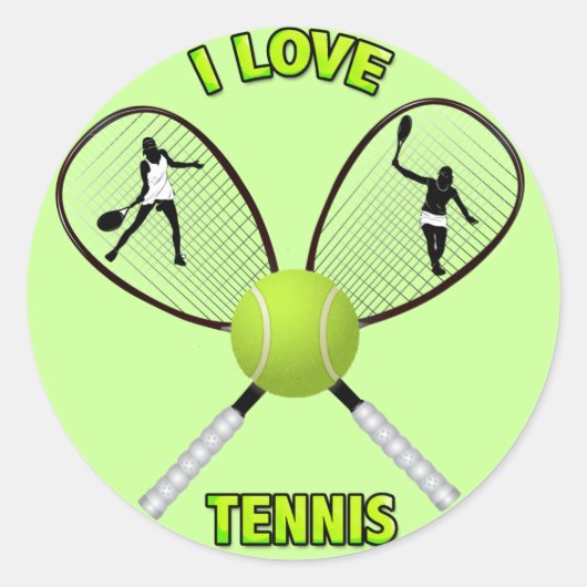 I LOVE TENNIS RUNDER AUFKLEBER (Vorderseite)