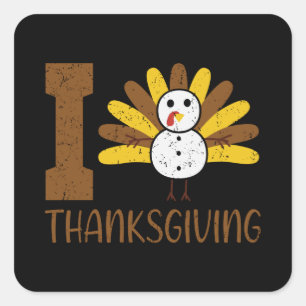 I Love Thanksgiving Turkey Day Family Kid Matching Quadratischer Aufkleber
