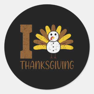 I Love Thanksgiving Turkey Day Family Kid Matching Runder Aufkleber