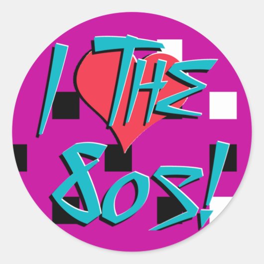 I Love The 80s! Runder Aufkleber (Vorderseite)