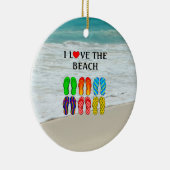 I Love the Beach, flip-flops design Keramik Ornament (Rechts)