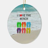I Love the Beach, flip-flops design Keramik Ornament (Links)