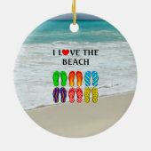I Love the Beach, flip-flops design Keramik Ornament (Hinten)