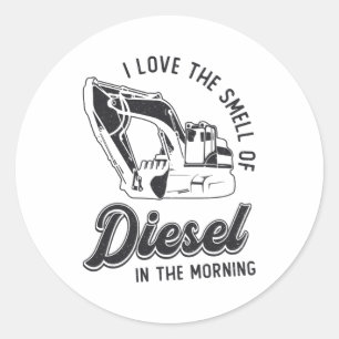 I Love The Smell Excavator Construction Worker Runder Aufkleber