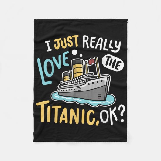 I Love The Titanic Funny Rms Ship Men Women Kids  Fleecedecke (Vorderseite)