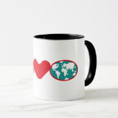 I LOVE THE WORLD BY MASANSER PIXELAT TASSE (VorderseiteRechts)