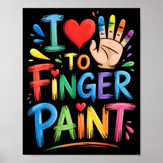 I Love To Finger Paint Couples Art Teacher Finger Poster (Vorne)