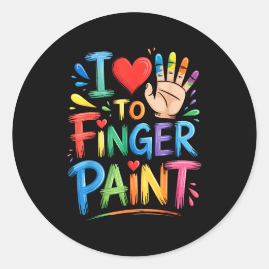 I Love To Finger Paint Couples Art Teacher Finger  Runder Aufkleber (Vorderseite)