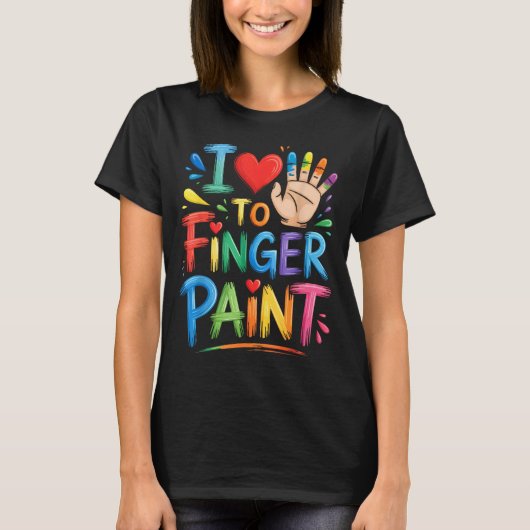 I Love To Finger Paint Couples Art Teacher Finger  T-Shirt (Vorderseite)