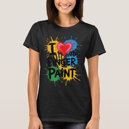 I Love To Finger Paint Couples Art Teacher Finger T-Shirt (Vorderseite)
