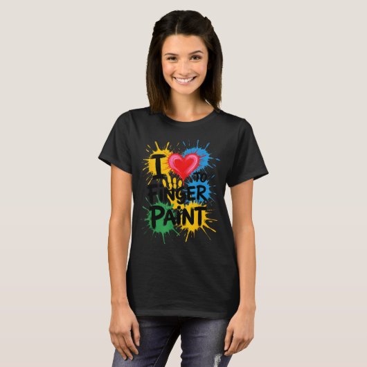 I Love To Finger Paint Couples Art Teacher Finger  T-Shirt (Vorne ganz)