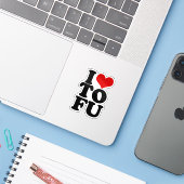 I Love Tofu Funny Vegan humor Aufkleber (Laptop mit iPhone)