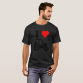 I Love Tractor Red Heart Valentines Day Funny Farm T-Shirt (Vorne ganz)
