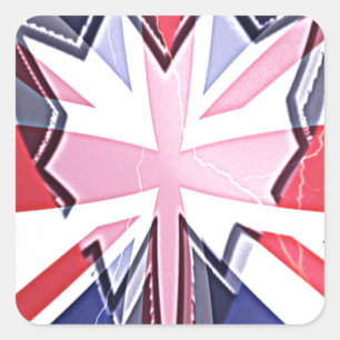 "I Love UK" Kunstdruck Quadratischer Aufkleber