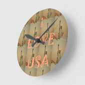 I Love USA Runde Wanduhr (Winkel)