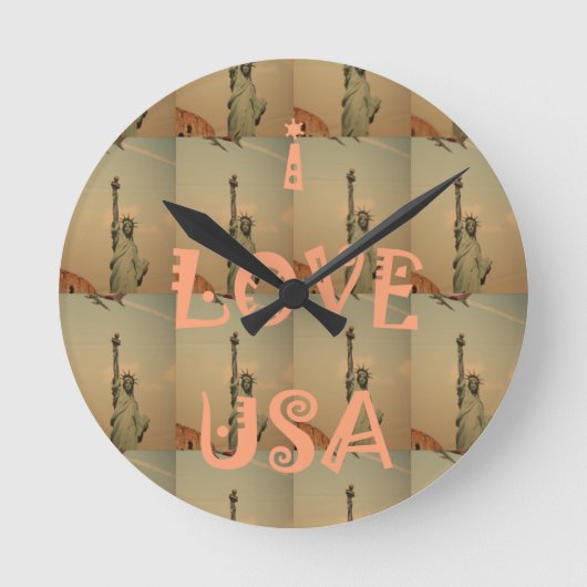 I Love USA Runde Wanduhr (Vorderseite)