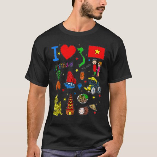 I love Vietnam  Hand drawn Vietnamese Landmarks  f T-Shirt (Vorderseite)