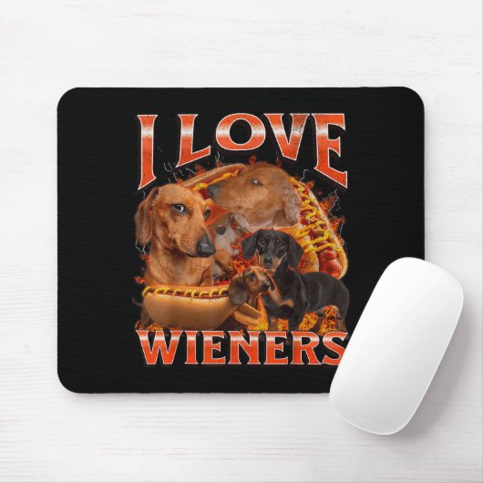 I Love Wieners Funny Offensive Dachshund Bootleg G Mousepad (Mit Mouse)